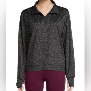AVIA Black Leopard Zip Up Fleece